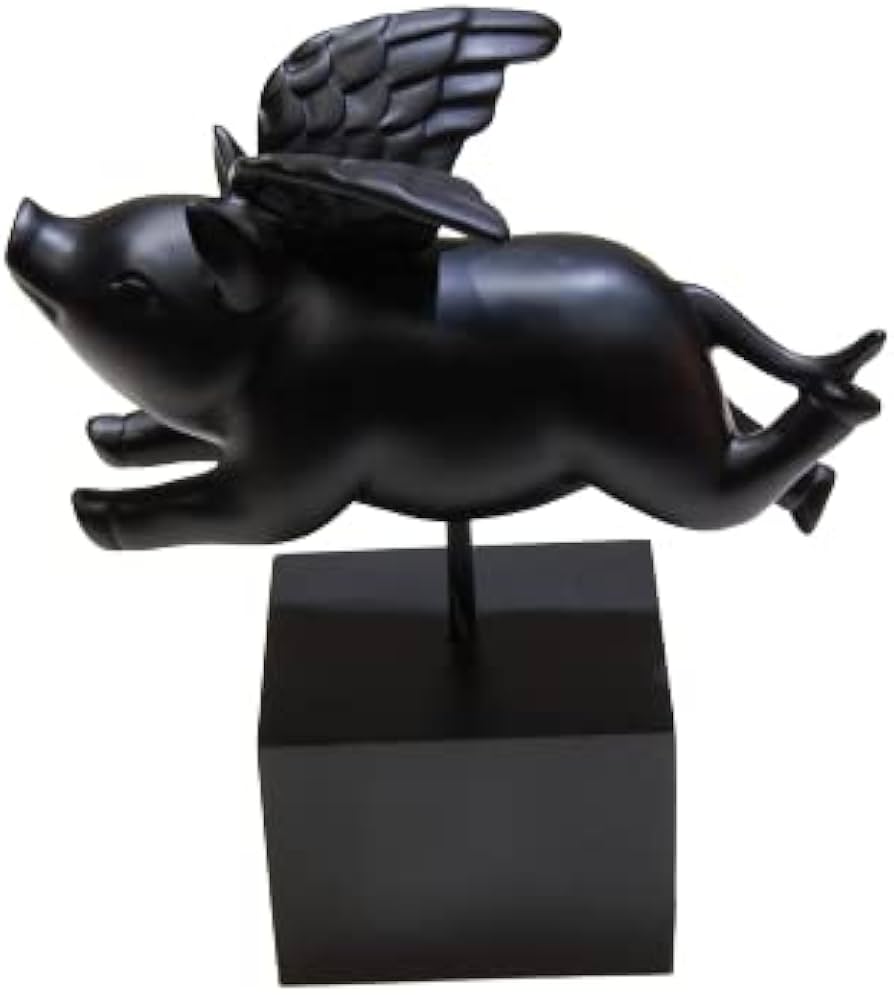【美品】ブタ　豚　天使　人形　金属　置物　インテリア　工芸品　美術品　A2652 美品】ブタ豚天使人形金属置物インテリア工芸品美術品A2652